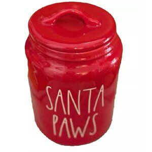 NEW Rae Dunn SANTA PAWS Dog Treat Cookie Jar, Red, 9" Tall NWT | Pet Treats